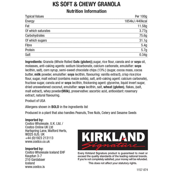 Kirkland Signature Soft & Chewy Granola Bars (64x24g) - LemonSalt