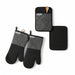 KitchenAid 4 Piece Oven Mitt & Pot Holder Set - Black - LemonSalt