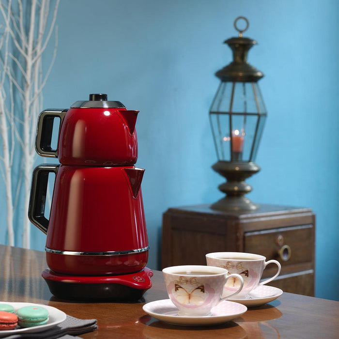 Korkmaz Demiks - Red/Chrome Electric Teapot | {{ collection.title }}