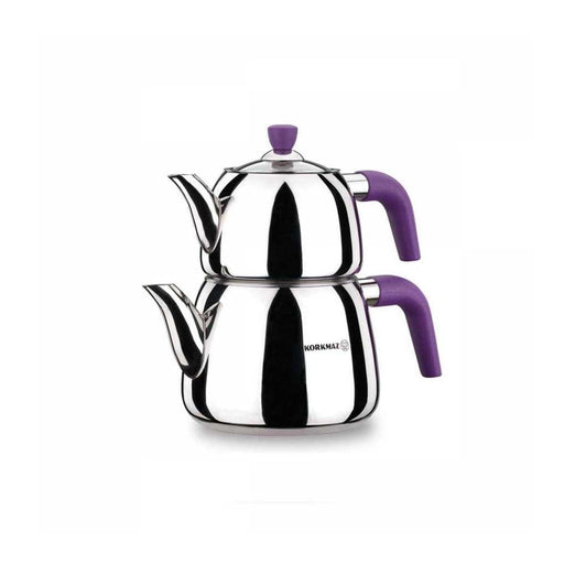 Korkmaz Erguvan - Purple/Chrome Teapot Set | {{ collection.title }}
