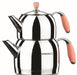 Korkmaz Flora - Pink/Chrome Midi Teapot Set | {{ collection.title }}