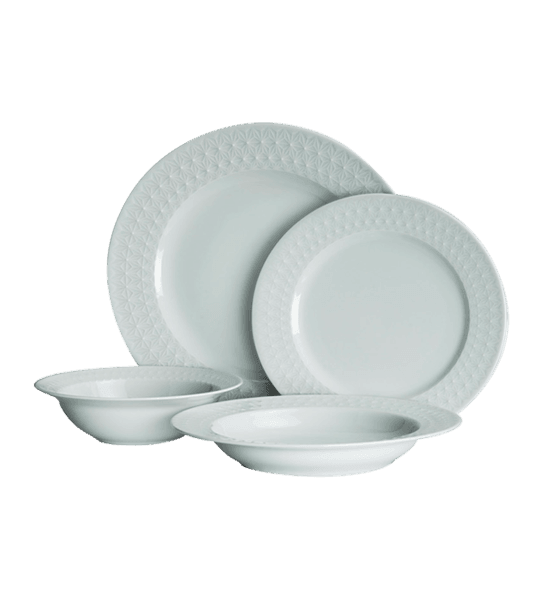 Kutahya Porselen Inci 24-Piece Dinner Set White Porcelain