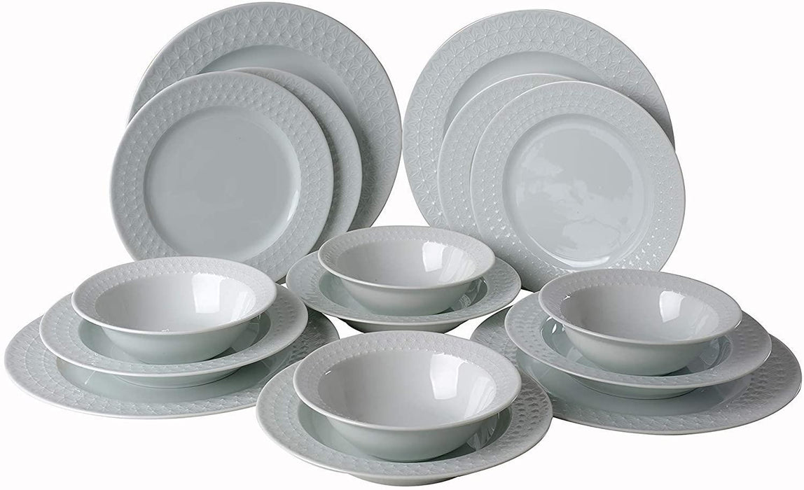 Kutahya Porselen Inci 24-Piece Dinner Set White Porcelain