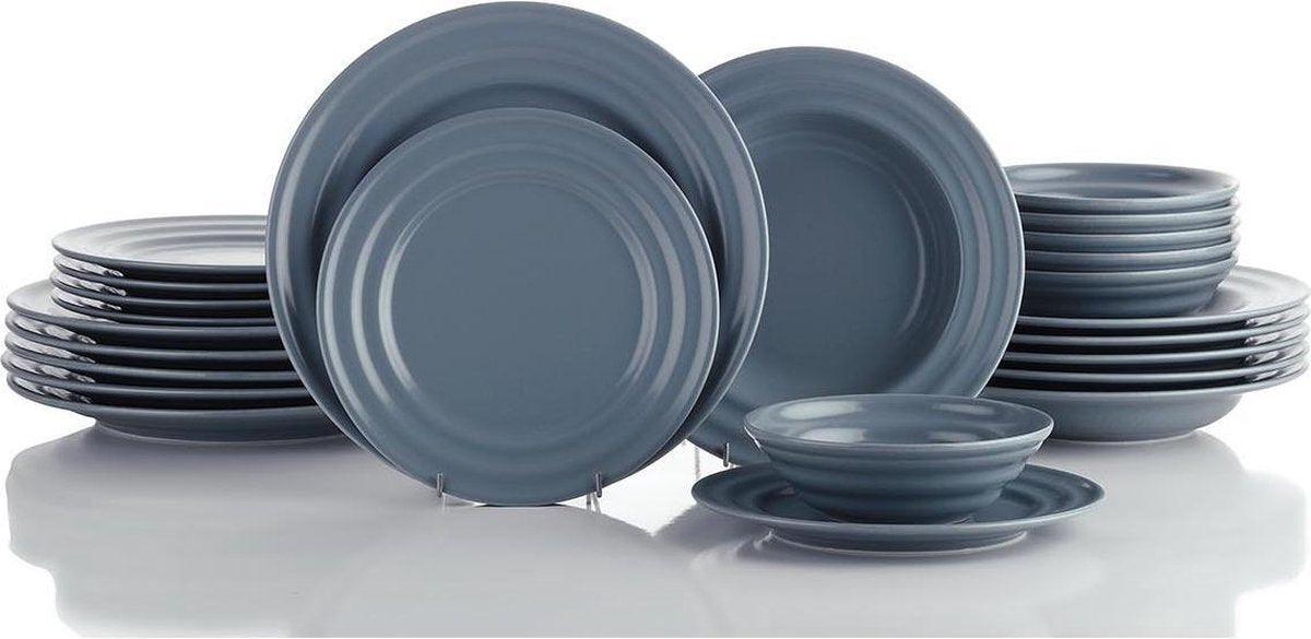 Kutahya Tuana Porcelain Set of 24 pieces Pearl Grey Dinnerware Set