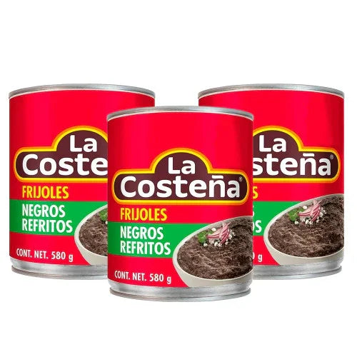La Costena Black Refried Beans (580g x 3 Pack) - LemonSalt
