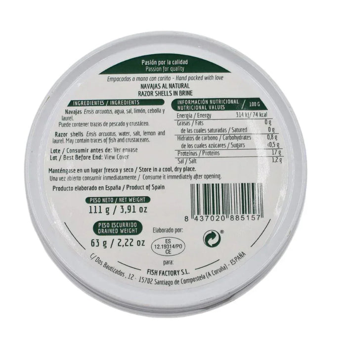 La Curiosa - Razor Shell Clams in Brine (111g) - LemonSalt