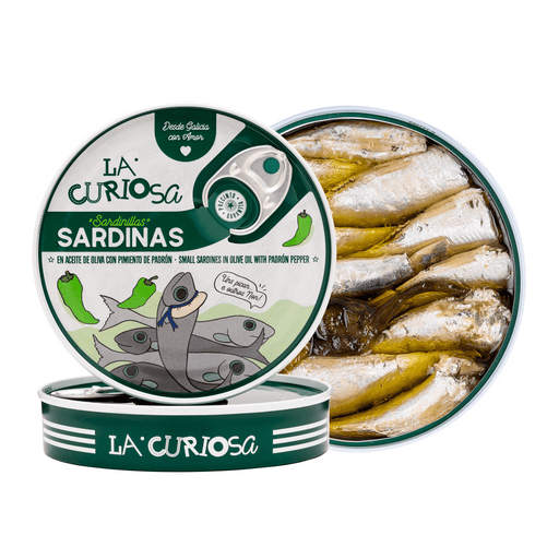 La Curiosa - Small Sardines in Olive Oil with Padron Peppers (120g) - LemonSalt