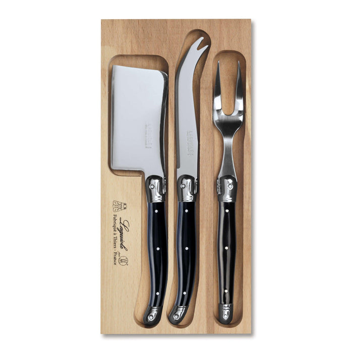 Laguiole 3 Piece Cheese Knife Set - Black