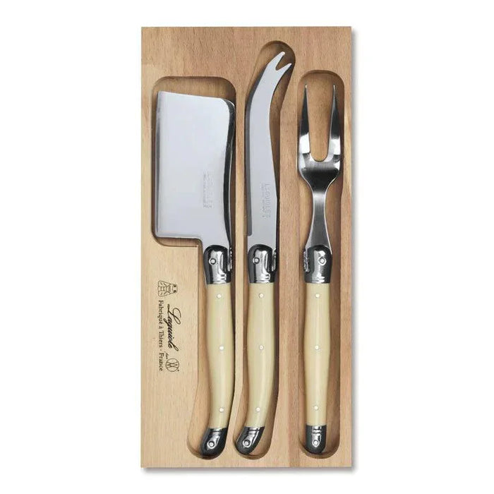 Laguiole 3 Piece Cheese Knife Set - Ivory White