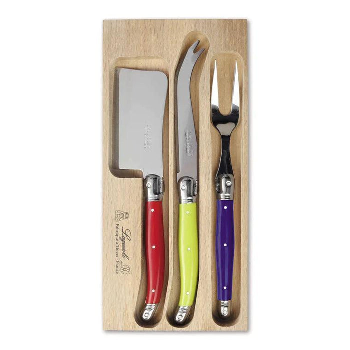 Laguiole 3 Piece Cheese Knife Set - Multicoloured