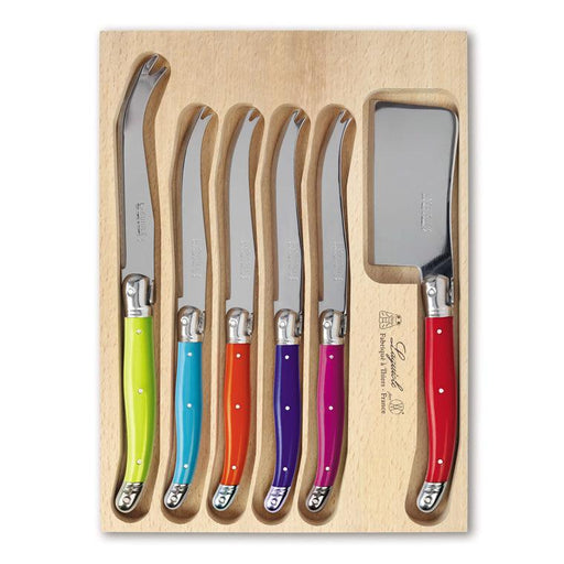 Laguiole 6 Piece Cheese Knife Set in Tray - Multicolour | {{ collection.title }}