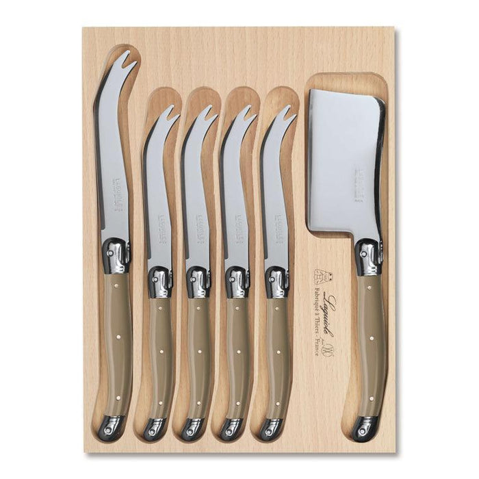 Laguiole 6 Piece Cheese Knife Set in Tray - Mushroom
