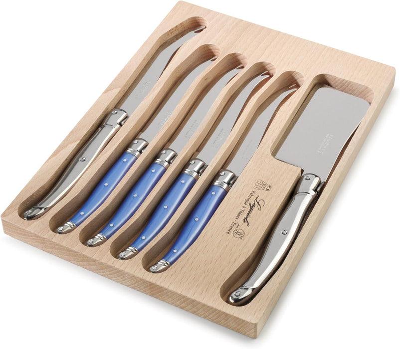 Laguiole 6 Piece Cheese Knife Set in Tray - Stainless Steel & Pearl