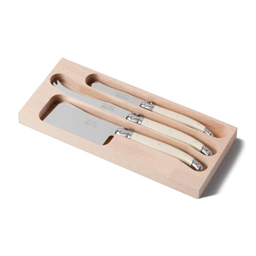 Laguiole Cheese & Butter Knife Set of 3 in a Tray - Ivory - LemonSalt