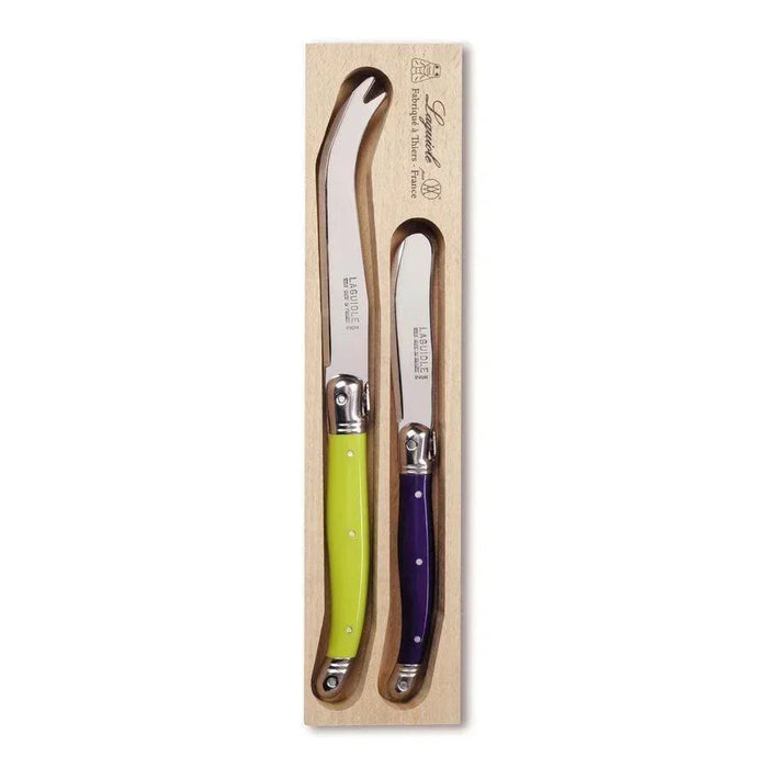 Laguiole Cheese Knife Set of 2 in a Tray - Multicolour