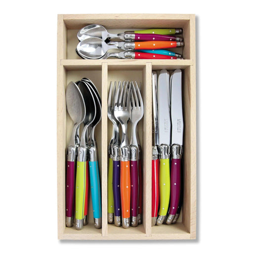 Laguiole French Style Set Of 24 Piece Fine Dining Cutlery Set In Wooden Tray - MultiColour | {{ collection.title }}