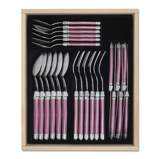 Laguiole French Style Set Of 24 Piece Fine Dining Cutlery Set - Pearl Purple | {{ collection.title }}