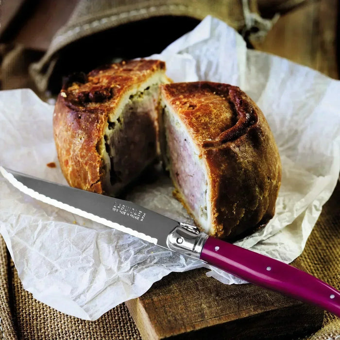 Laguiole French Style Set of 6 Fine Dining Steak Knife In Block - Black - LemonSalt