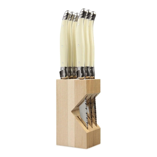 Laguiole French Style Set of 6 Fine Dining Steak Knife In Block | {{ collection.title }}