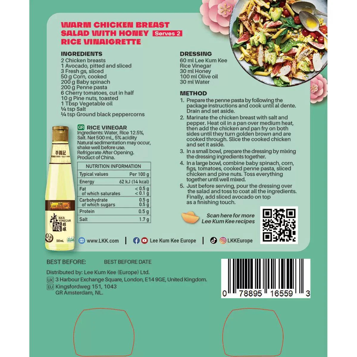 Lee Kum Kee Rice Vinegar (2x500ml)