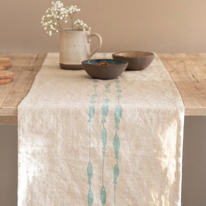 Liga Cork Linen Runner - Fish on a Line (40x200cm) - LemonSalt
