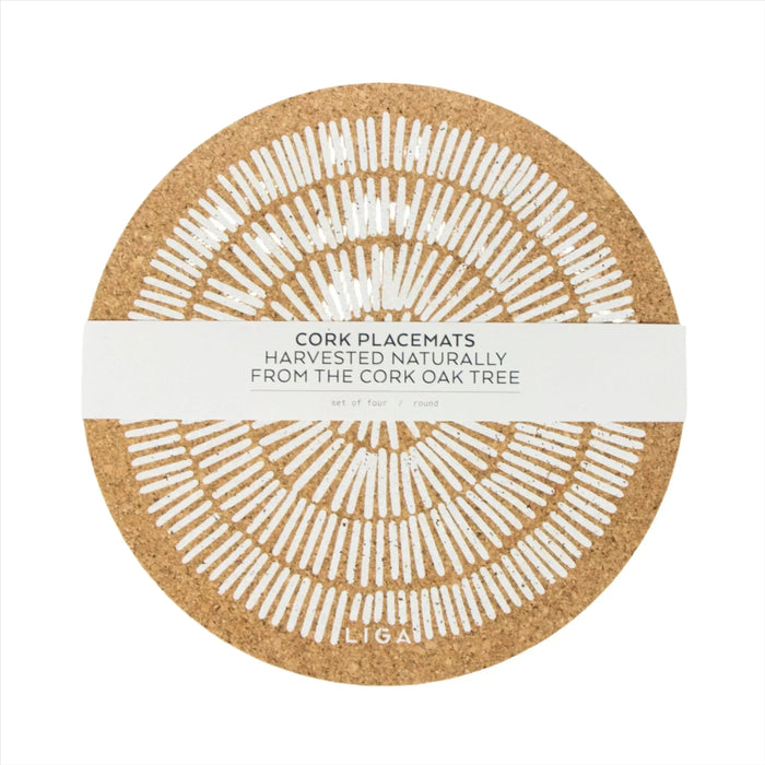 Liga Cork Placemat - Sandy Lines White