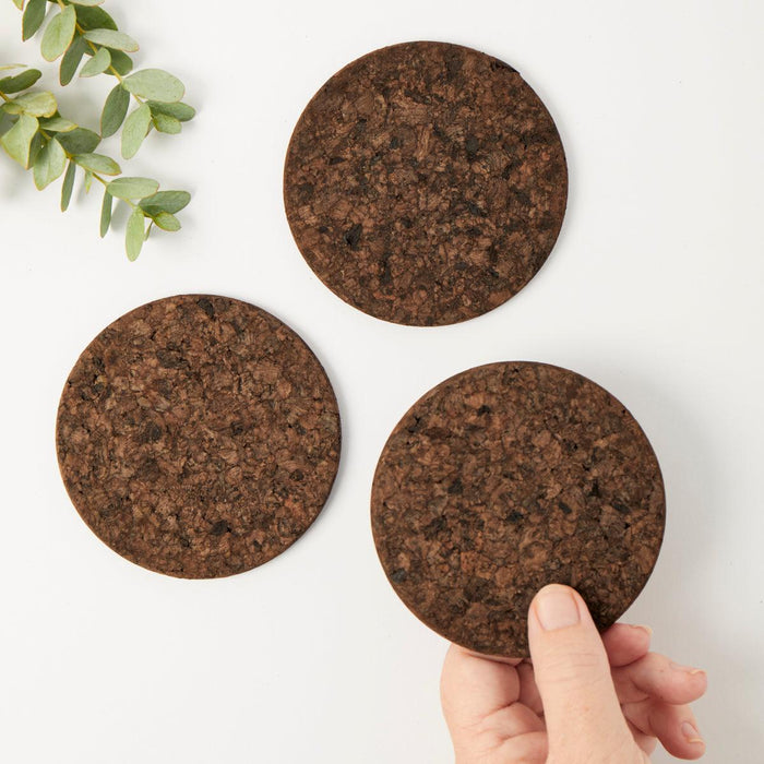 Liga Cork - Smoked Cork Coasters Round - (Set of 4) - LemonSalt