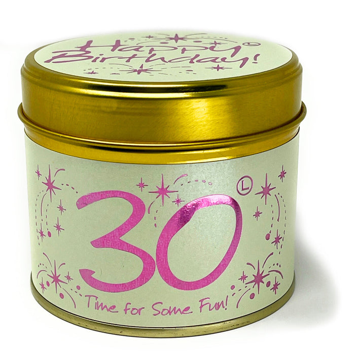 Lily Flame Happy Birthday 30th Scented Candle Tin