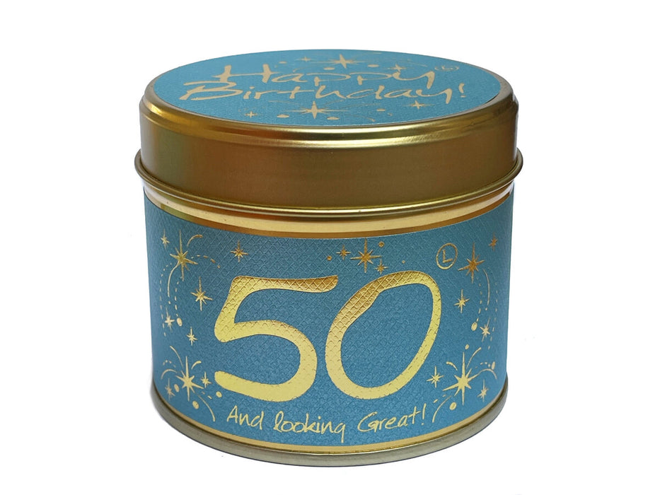 Lily Flame Happy Birthday 50th Scented Candle Tin