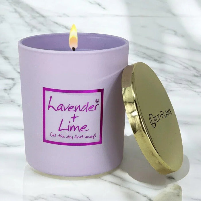 Lily Flame Lavender & Lime Gold Top Glass Jar Candle