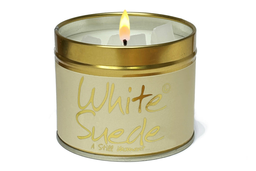 Lily Flame White Suede Candle
