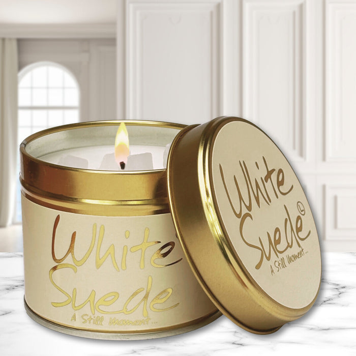 Lily Flame White Suede Candle
