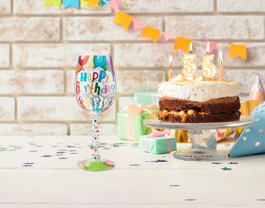 Lolita Birthday Streamers Wine Glass