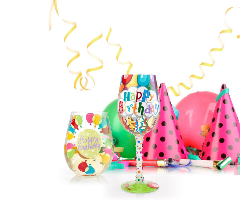 Lolita Birthday Streamers Wine Glass