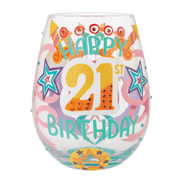 Lolita Happy 21st Birthday Stemless Wine Glass