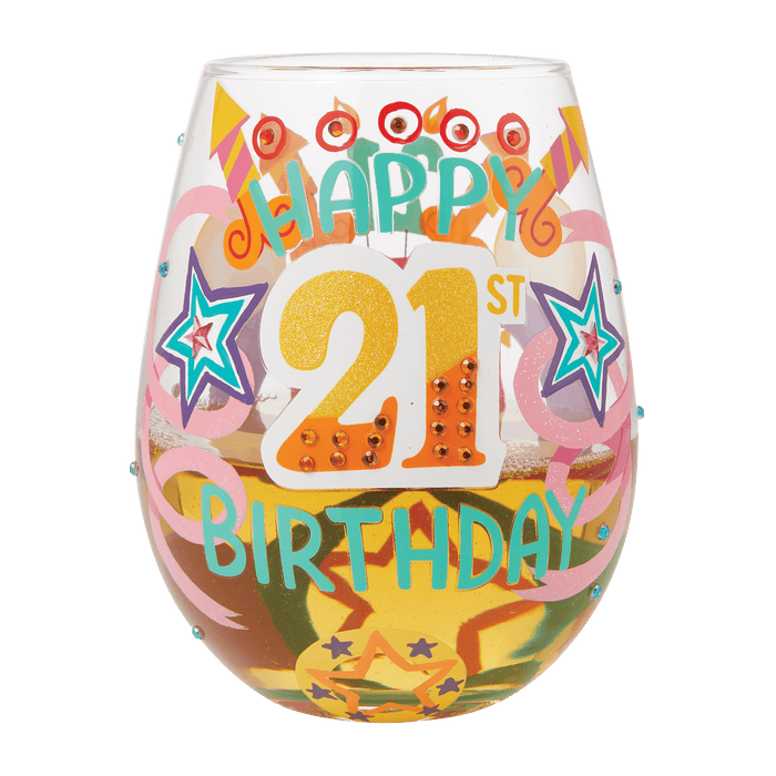 Lolita Happy 21st Birthday Stemless Wine Glass