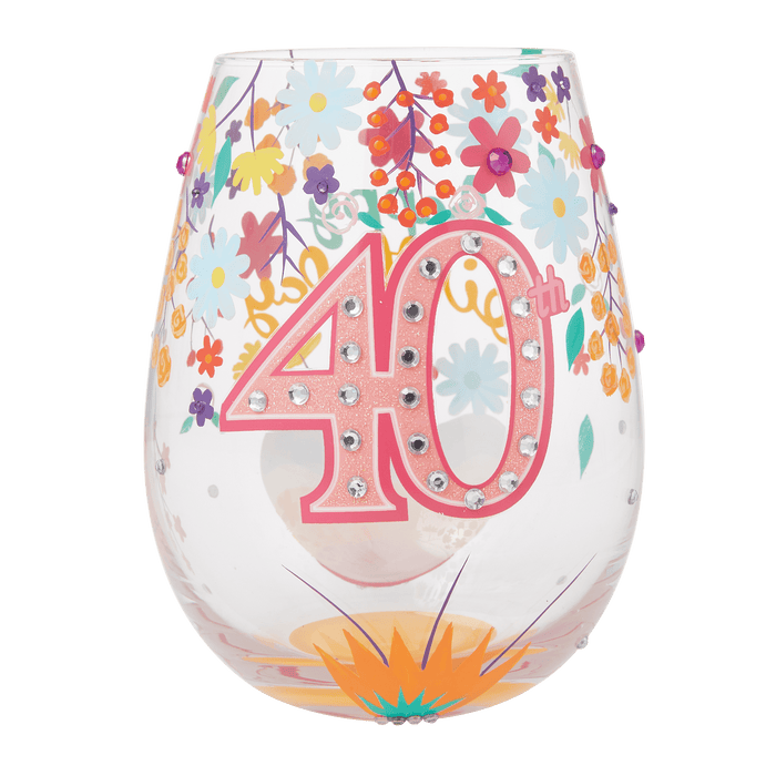 Lolita Happy 40th Birthday Stemless Wine Glass | {{ collection.title }}