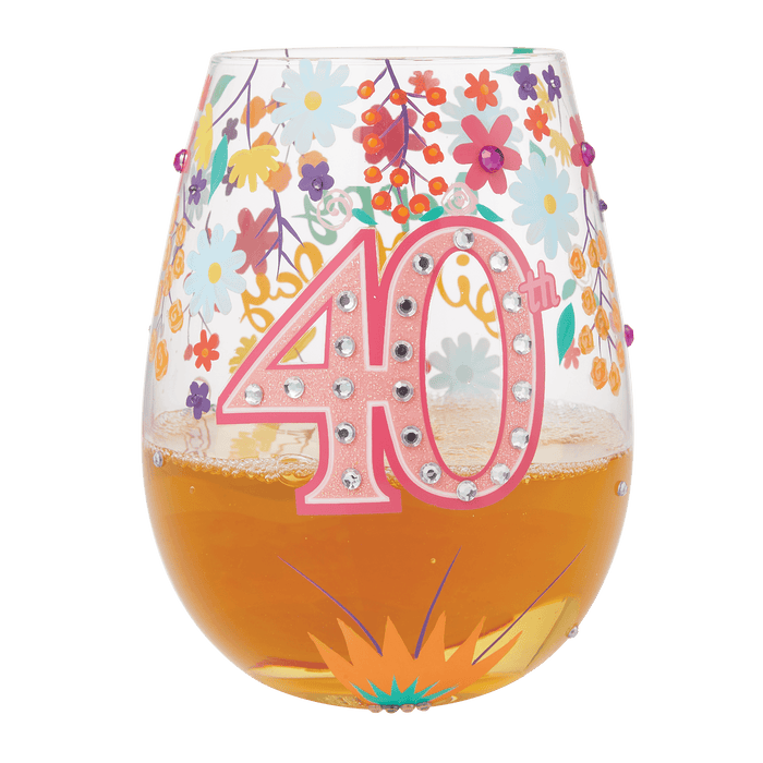 Lolita Happy 40th Birthday Stemless Wine Glass | {{ collection.title }}
