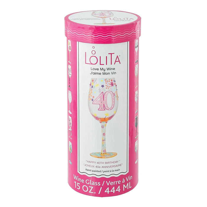 Lolita Happy 40th Birthday Wine Glass
