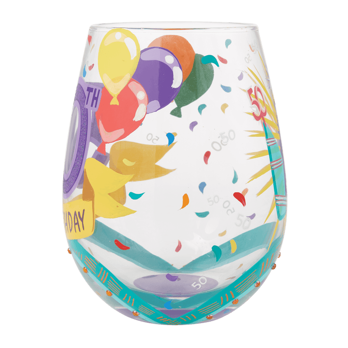 Lolita Happy 50th Birthday Stemless Wine Glass