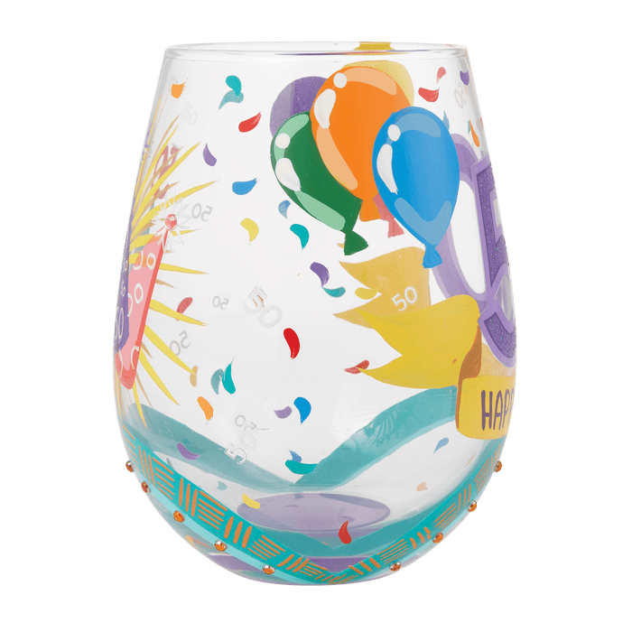 Lolita Happy 50th Birthday Stemless Wine Glass