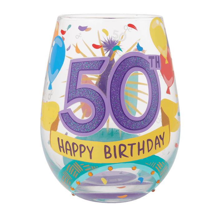 Lolita Happy 50th Birthday Stemless Wine Glass