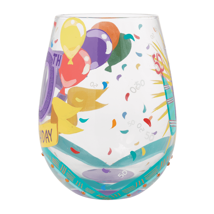 Lolita Happy 50th Birthday Stemless Wine Glass | {{ collection.title }}