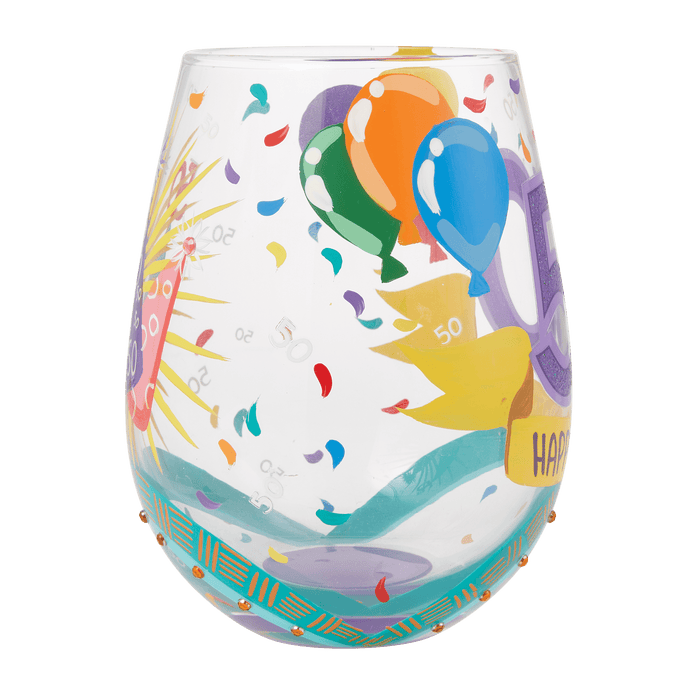 Lolita Happy 50th Birthday Stemless Wine Glass | {{ collection.title }}