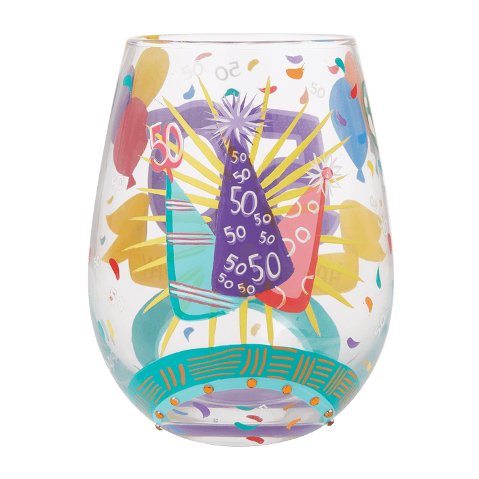 Lolita Happy 50th Birthday Stemless Wine Glass