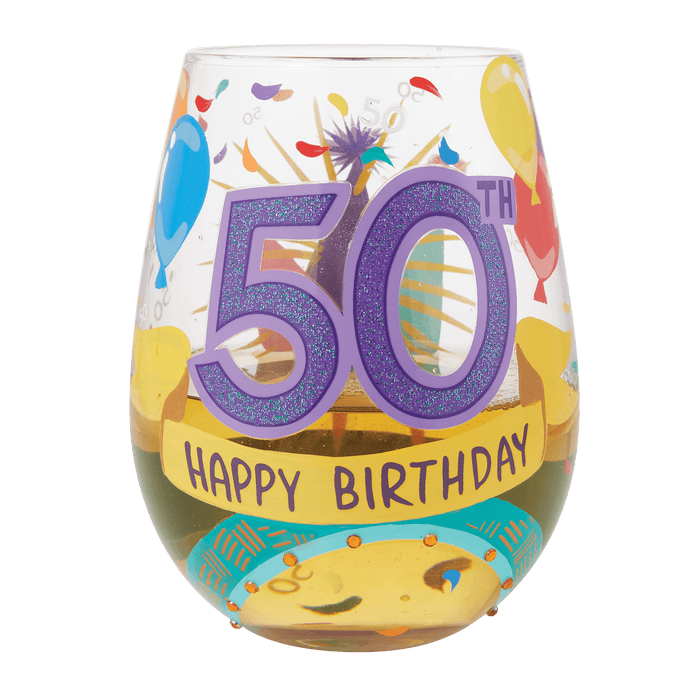 Lolita Happy 50th Birthday Stemless Wine Glass