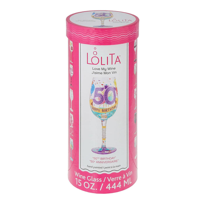 Lolita Happy 50th Birthday Wine Glass