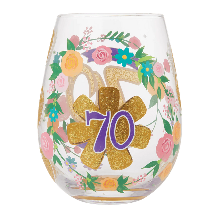 Lolita Happy 70th Birthday Stemless Wine Glass