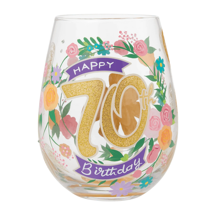 Lolita Happy 70th Birthday Stemless Wine Glass