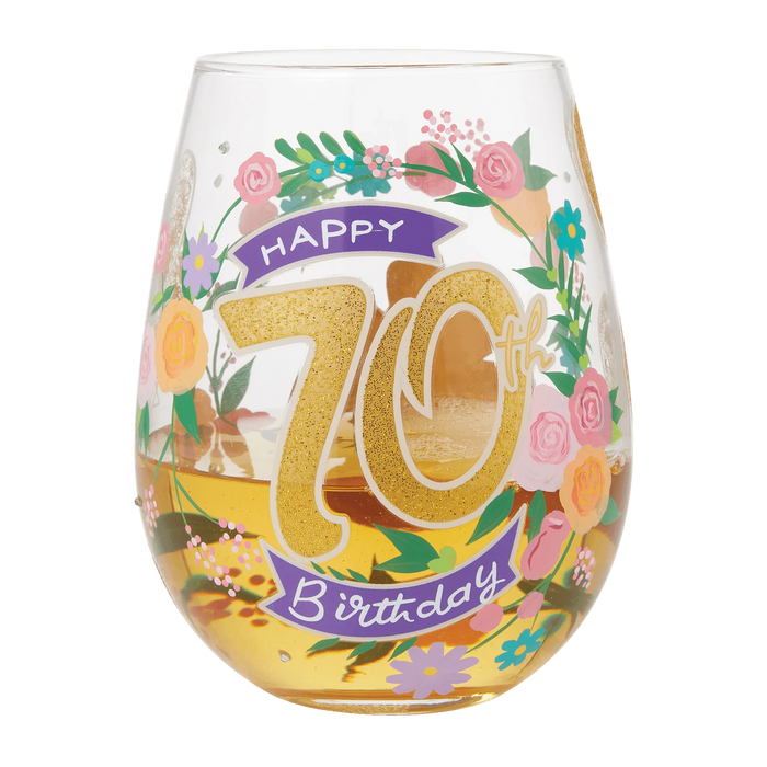 Lolita Happy 70th Birthday Stemless Wine Glass
